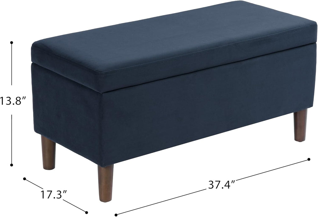 HomePop Malmo Decorative Storage Bench -Blue Velvet