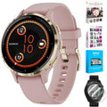 Garmin 010-02785-03 Venu 3S Health Fitness GPS Smartwatch Gold Steel Bezel with Dust Rose Case 41mm | Official USA Partner Model | Bundle with Deco Screen Protector, Fitness & Wellness Suite