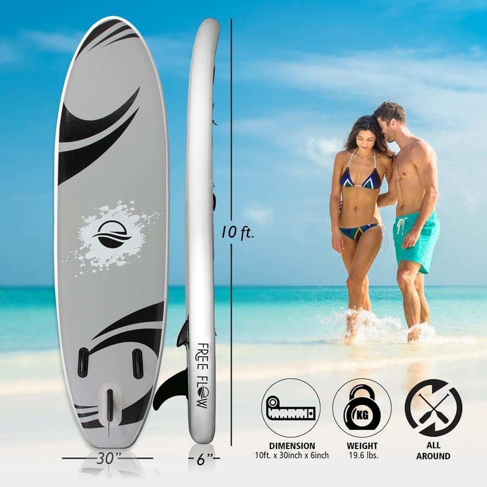 SereneLife Inflatable Stand Up Paddle Board and Detachable Seat - SUP Paddleboard Set for Adults and Youth, 32' Wide Design with Non-Slip EVA Deck Pad and Marine-Grade Materials, 350 lbs Capacity