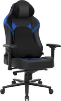 Ergonomic Gaming Chair, Computer Desk Chairs, 4D Armrests, High Back Office Chair with Headrest & Lumbar Pillow, Tilt Rocker Recliner, Heavy-Duty Base, Black PU Leather & Blue Suede Combo