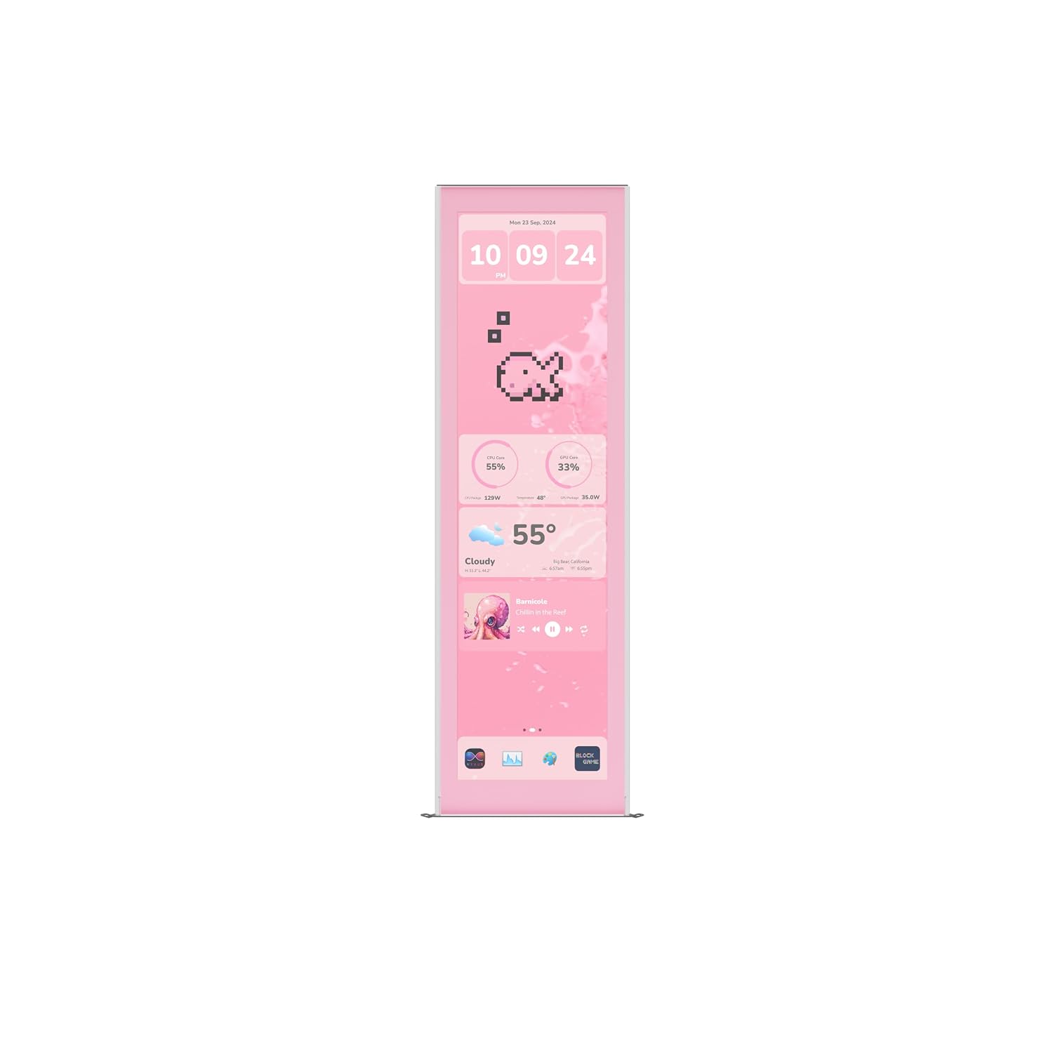 Hyte Y70 Touch Infinite Display Upgrade Screen Kit for PC Case - 14.9' IPS Display - 2.5K Resolution - 60Hz - 10-Point Touch - Strawberry Milk (Pink)