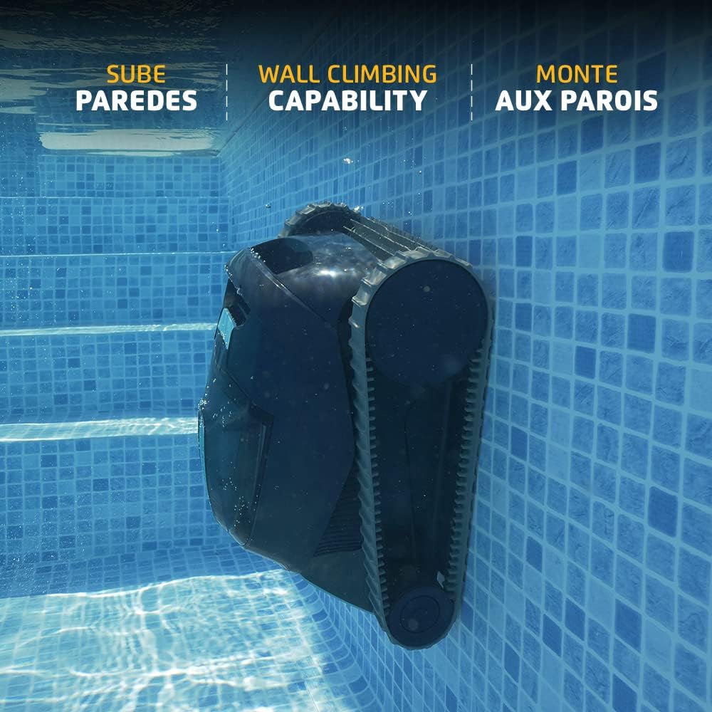 Dolphin Liberty 200 Cordless Robotic Pool Vacuum Cleaner — Simple Inductive Charging Wall Climbing Capabilities Ideal for Above and In-Ground Pools up to 33 FT in Length Blue
