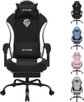 SITMOD Breathable Fabric Gaming Chair, 350lbs Heavy Duty Computer Office Chair with Pocket Spring Cushion, Wide Seat Ergonomic Gamer Chair with Footrest for Big and Tall, Reclining High White
