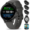 Garmin 010-02785-00 Venu 3S Health Fitness GPS Smartwatch Steel Bezel with Pebble Gray Case 41mm Bundle with Dust Cover 3 Pack, 2-Pack Screen Protector and 2 YR CPS Enhanced Protection Pack