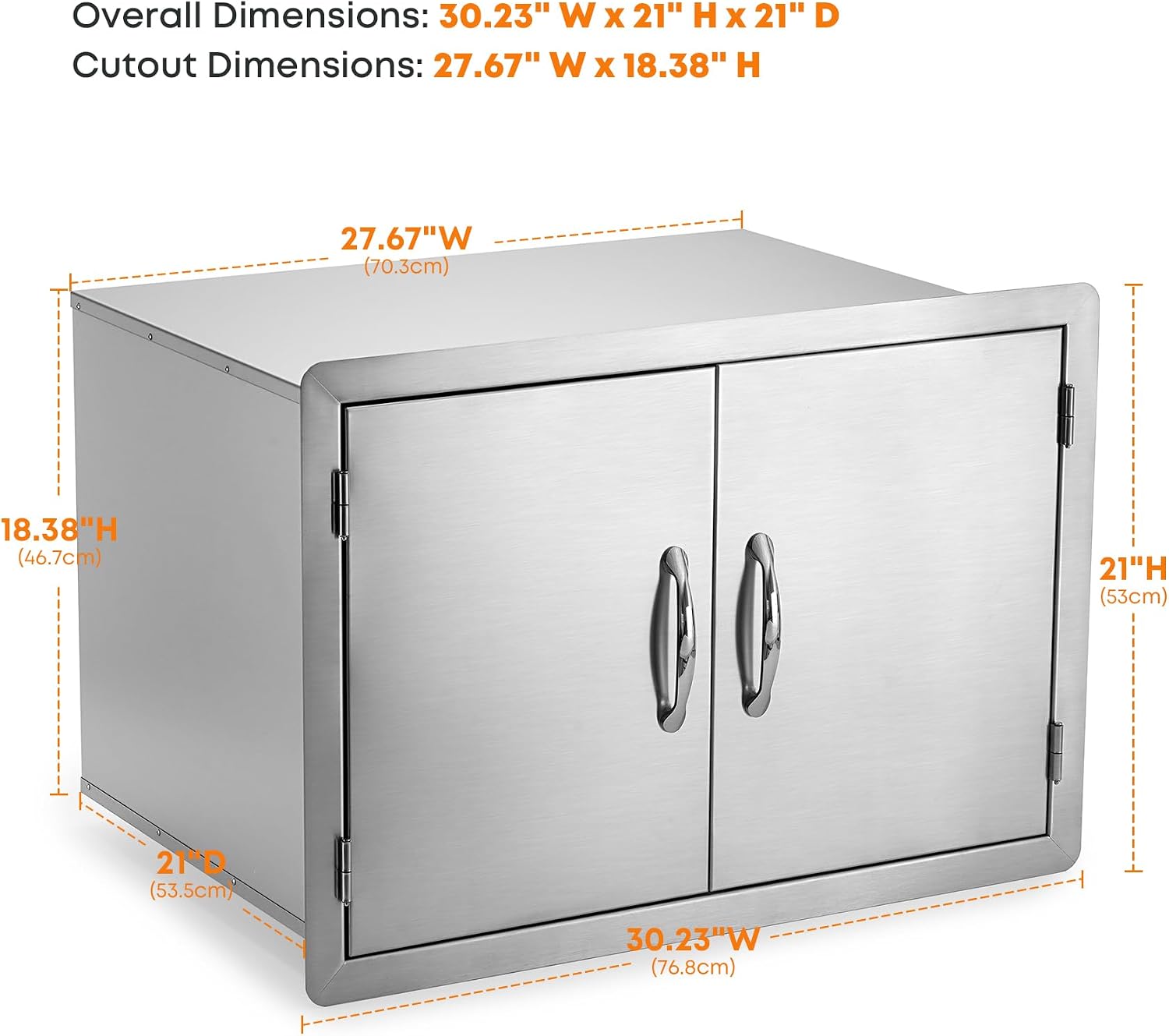 Stanbroil Stainless Steel Outdoor Kitchen Double Door Dry Storage Pantry, 30- Inch