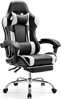Heavy Duty Gaming Chair, Ergonomic Gamer Chair for Home Office with Footrest, Lumbar Support, Adjustable Backrest, Stable 360° Swivel Wheels for Adults, Professional Gamers and Teens, White