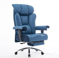Efomao Big and Tall Office Chair 400lbs - Heavy Duty Executive Desk Chair with Foot Rest & 23' Wide Seat - High Back Ergonomic Leather Computer Chair for Heavy People, Home Office, Blue