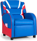 MAT EXPERT Kids Recliner Sofa, Gaming Chair w/Footrest, Arms & Side Pocket Storage, Adjustable Leather Kids Couch Lazy Boy Armchair Reading Chair, Toddler Lounge Chair for Boys Girls Age 3+ (Blue)