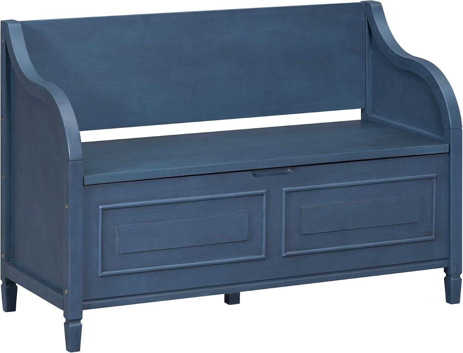 Bellemave Storage Bench with Safety Hinge Wooden Entryway Benches with Shoe Cabinets Under Seat Multifunctional Storage Bench for Entryway, Foyer or a Mudroom (Antique Navy+ Beige)