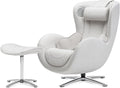Nouhaus Classic Massage Chair with Ottoman. White Leather Lounge Chair, with Percussive & Shiatsu Chair Massager, Bluetooth Speaker and Recliner. Cozy Bedroom Chair with Spot and Full Body Massager