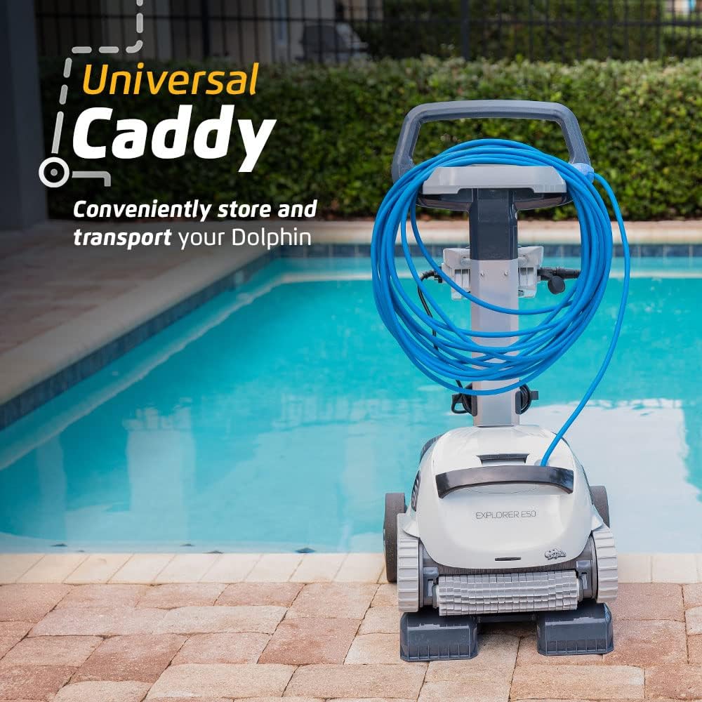 Dolphin Explorer E50 Wi-Fi Automatic Robotic Pool Vacuum Cleaner Includes Caddy for Easy Transport and Store, Ideal for Inground Pool Up to 50 Feet in Length