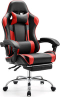 Heavy Duty Gaming Chair, Ergonomic Gamer Chair for Home Office with Footrest, Lumbar Support, Adjustable Backrest, Stable 360° Swivel Wheels for Adults, Professional Gamers and Teens, Red