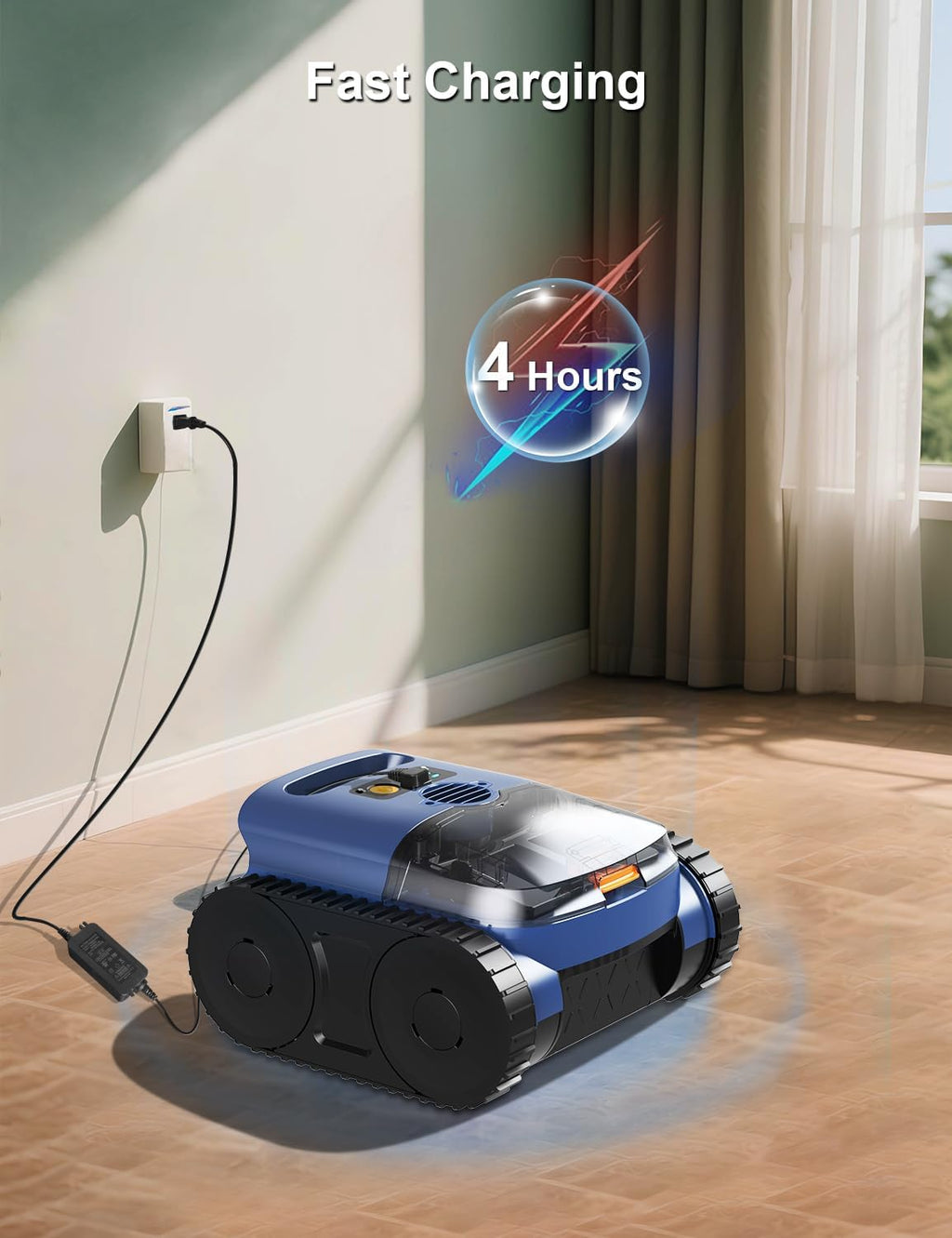 Cordless Robotic Cleaner, Cordless Pool Vacuum for Inground Pools up to 2150 Sq.ft, Wall and Waterline Cleaning Vacuum, Self-Parking Lasts 180 Mins