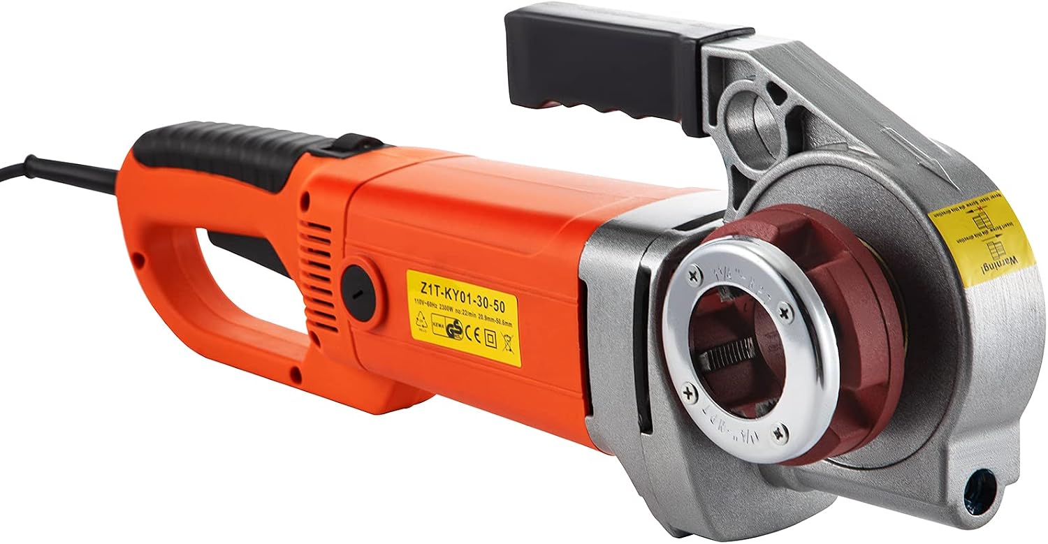 VEVOR Electric Pipe Threader, 2300W Pipe Threading Machine with 4 Dies 1/2' - 1 1/4', 110V Hand-held Pipe Threader Machine with Copper Motor, Portable Electric Pipe Threading Kit with Carrying Case