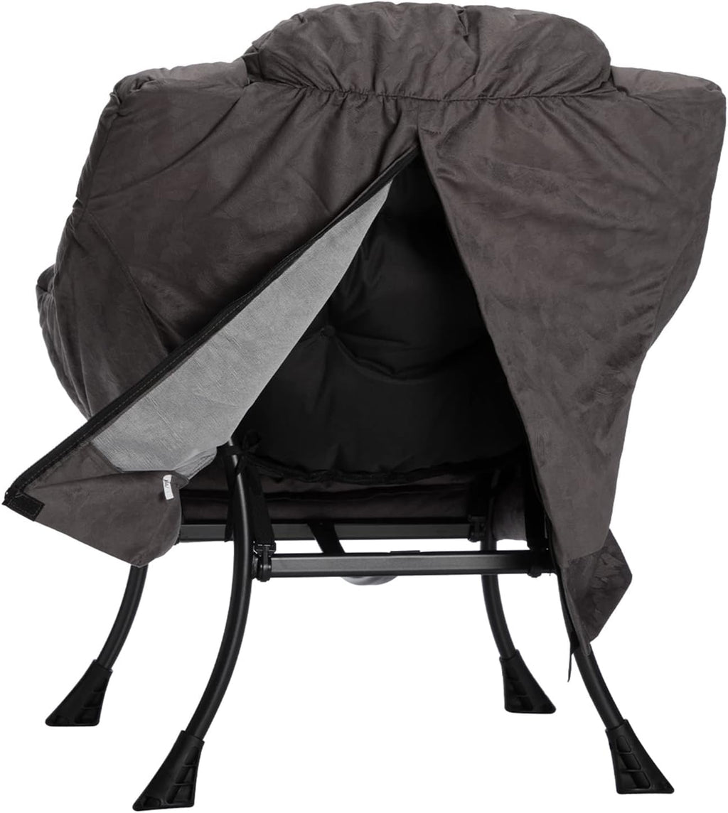 HollyHOME Lazy Chair with Armrest and Side Pocket, Comfy Accent Lounge Chair,Leisure Sofa Armchair for Living Room, Bedroom, Dorm, or Small Spaces, Oversized Reading Sofa Chair,Textured Charcoal Gray