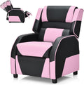 COSTWAY Kids Recliner Sofa, Toddler Leather Recliner with Adjustable Footrest & Headrest, Gaming Reclining Chair for Boys Girls Aged 3 Years Up, Kid-Sized Lounge Chair for Living Room (Pink)