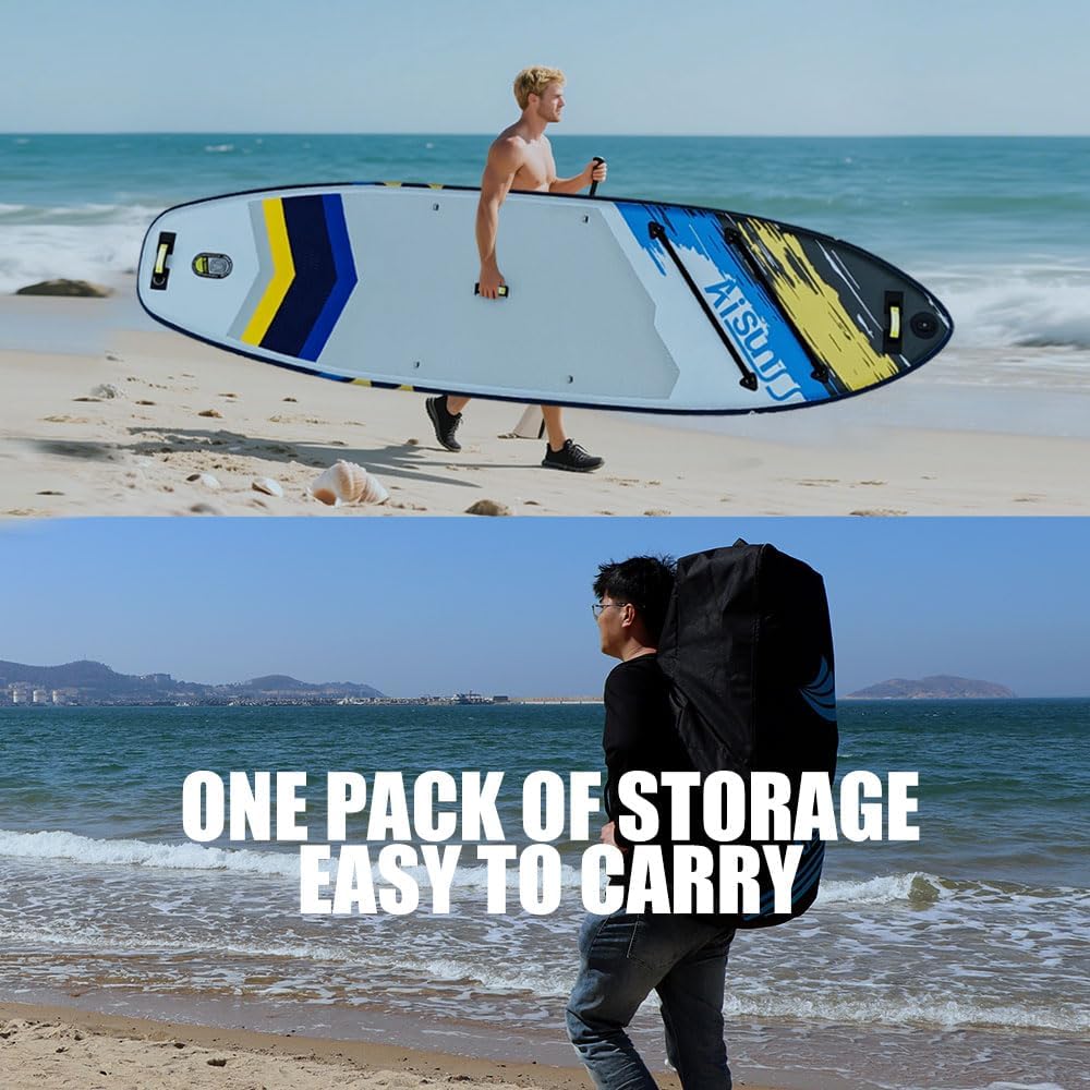 Inflatable Paddle Board for Adult, Paddle Board for All Skill Levels, Wide SUP Board with Primium Accessories Include SUP Carry Bag, Hand Pump& 10L Waterproof Bag