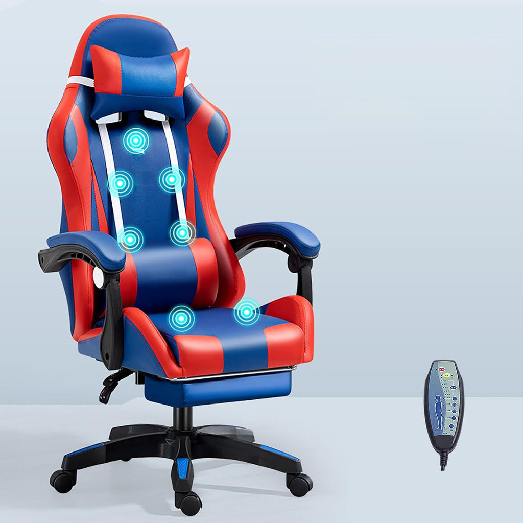 RGB Gaming Chair with Footrest Ergonomic Massage Computer Desk Chair Video Gaming Chair with Speakers Lumbar Support Height & Angles Adjustable Reclining Gamer Chair,7 Point Massage