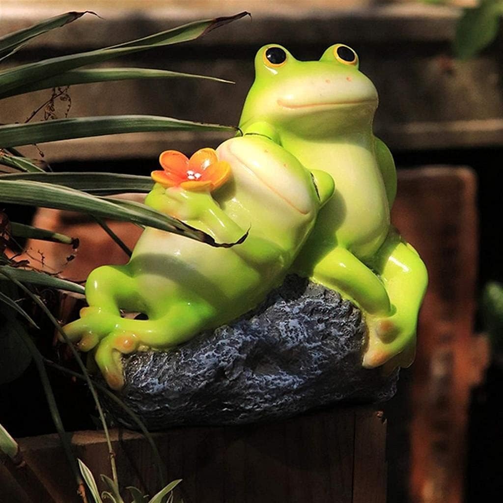 Sculpture Tabletop Statue 2pcs Couple Frog Statue Resin Sculpture Crafts Model Animal Statuette Outdoor Balcony Flower Pot Garden Pavilion Pond Decoration Gift