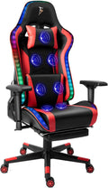 Professional Video Gaming Chair with Speakers and Massage Function, Ergonomic Gaming Chair with RGB Lighting with Footrest and Lumbar Support, Reclining Gaming Chair Office Chair,Red
