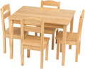 Nightcore Kids Wooden Table and 4 Chair Set, Activity Table Chair Set for 2 to 6 Years, Toddler Game, Playroom Furniture, Picnic Table w/Chairs, Solid Wood 5 Piece Dining Table Set (Natural)