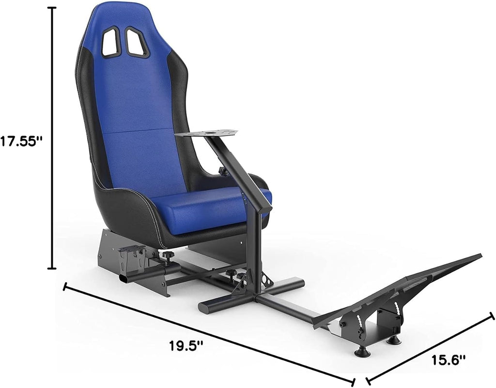 Sim Racing Cockpit with Seat | Compatible with G29 G920 G923 T248X T248 T300RS TX F458 T500RS| Easy to Install Racing Wheel Stand for PS5, Xbox, PC Gaming (Black/Blue)