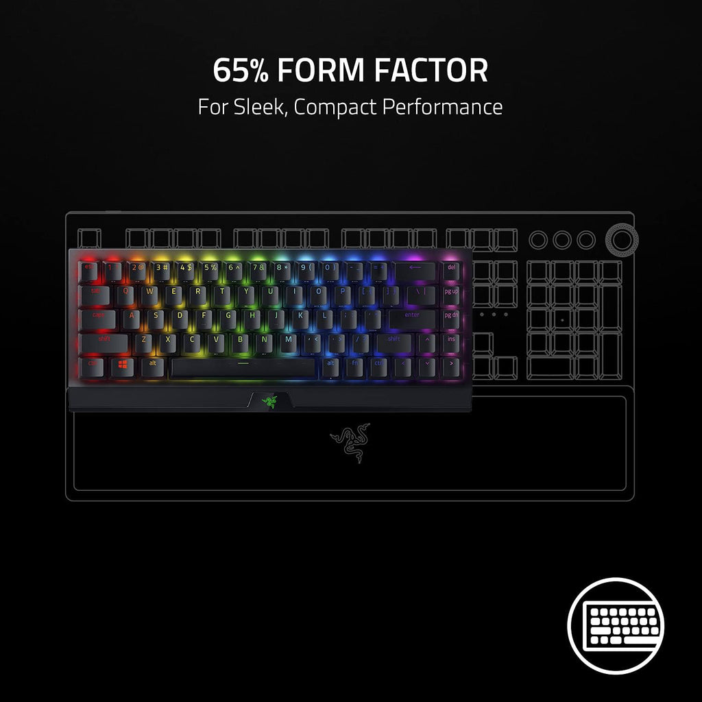 Razer BlackWidow V3 Mini HyperSpeed 65% Wireless Mechanical Gaming Keyboard: Green Mechanical Switches Tactile & Clicky - Doubleshot ABS Keycaps - Chroma RGB - Up to 200 Hr Battery - Snap Tap
