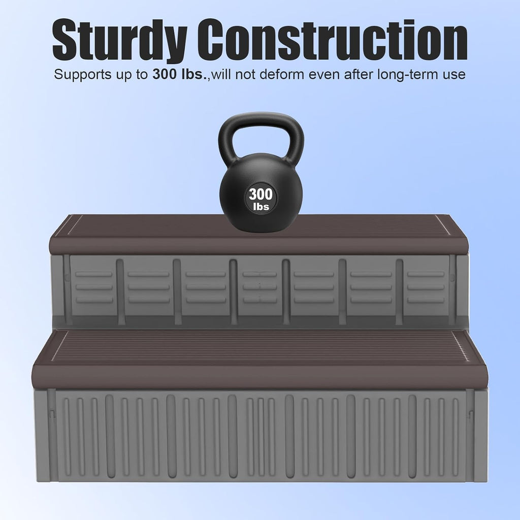 Hot Tub Steps, Outdoor Spa Steps with Storage, Non-Slip & Sturdy Hot Tub Stairs, 36 Inches Long