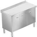 WWK 47' x 21' Stainless Steel Prep Table with Cabinet, Commercial Kitchen Table for Prep & Work, Heavy Duty Work Table with 3 Doors for Kitchen, Restaurant, Hotel, Garage and Cafe