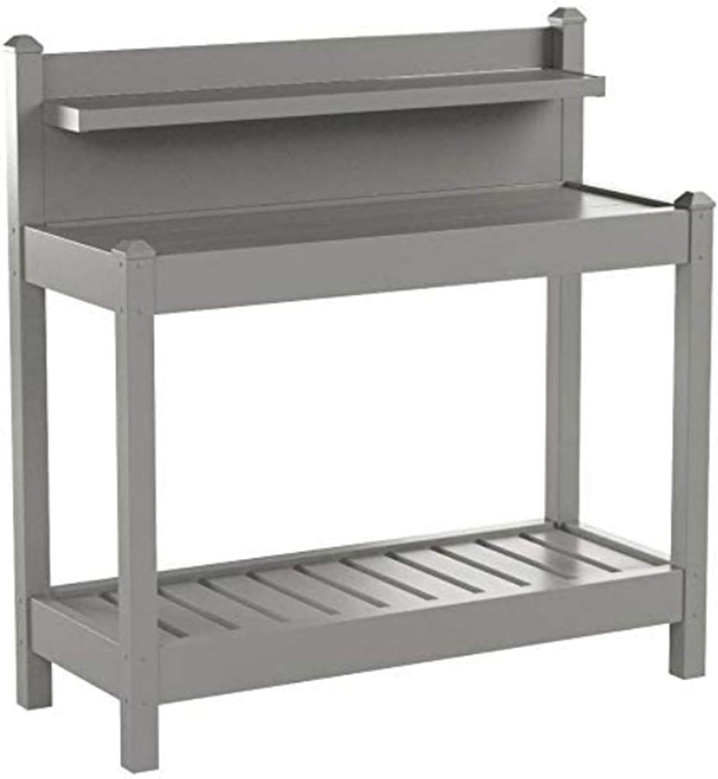 Dura-Trel Greenfield PVC Vinyl Indoor Outdoor Table Potting Bench Station with Shelf for Plant Accessories & Gardening Supplies Storage, Mocha