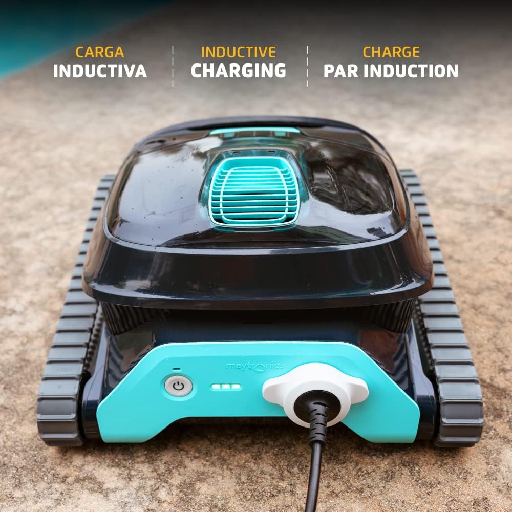 Dolphin Liberty 200 Cordless Robotic Pool Vacuum Cleaner — Simple Inductive Charging Wall Climbing Capabilities Ideal for Above and In-Ground Pools up to 33 FT in Length Blue