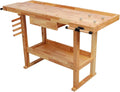 55' Rubber Wood Workbench, Heavy Duty Work Bench with Drawer & Shelf, Work Bench Table for Garage, Workshop, Home Storage, Woodworking Bench, 330 lbs Weight Capacity (55')