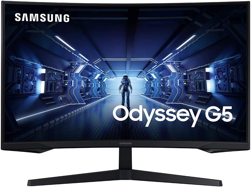 Samsung 32' Odyssey G5 Gaming Monitor, WQHD (2560x1440), 144Hz, Curved, 1ms, HDMI, Display Port, AMD FreeSync Premium, HDR10, LC32G55TQWNXZA, Black