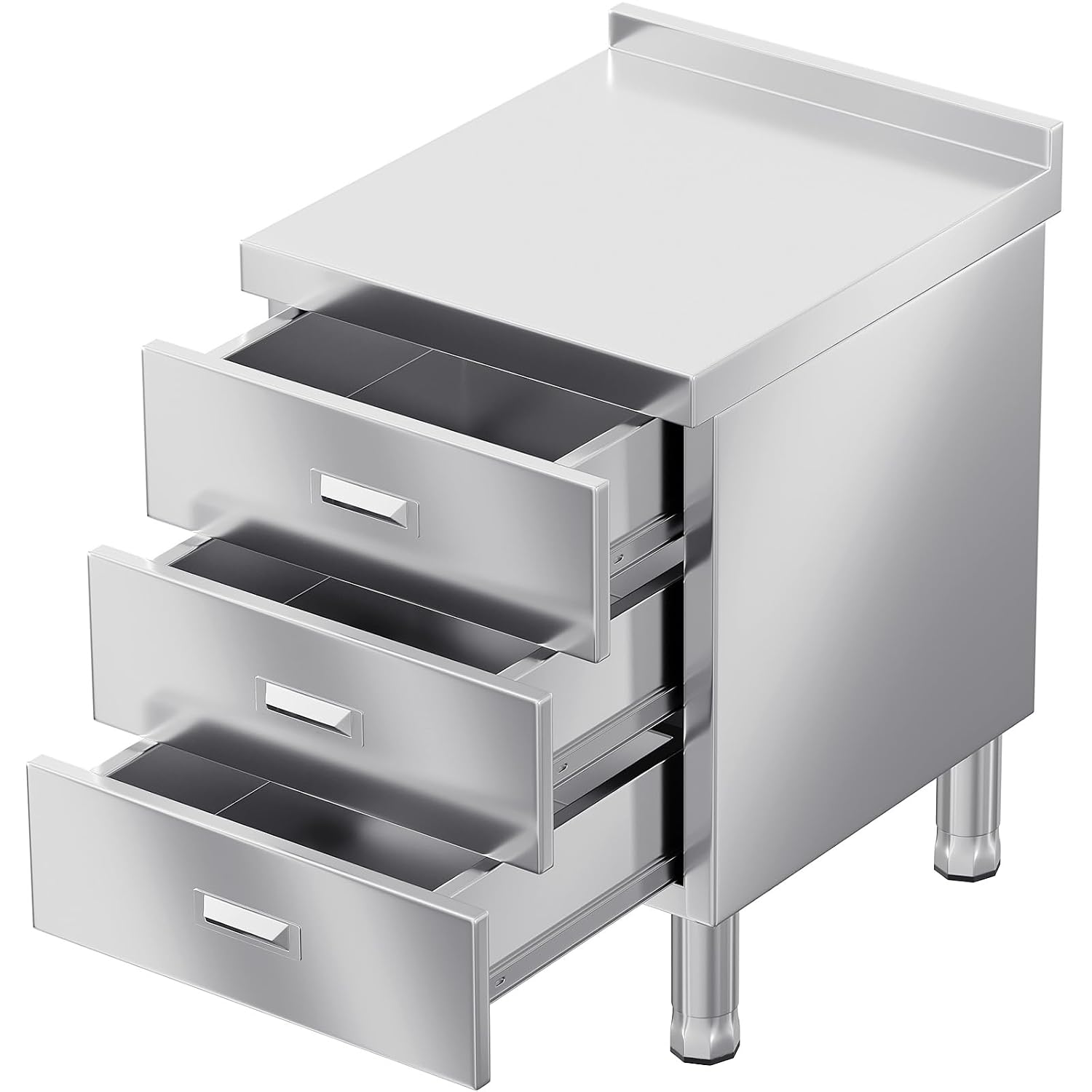WWK Outdoor Kitchen Drawer, Stainless Steel Kitchen Cabinet with Drawers, Triple Access BBQ Drawers for Outdoor, Commercial Restaurant, Garage, 20.87' D x 19.68' W x 35.43' H