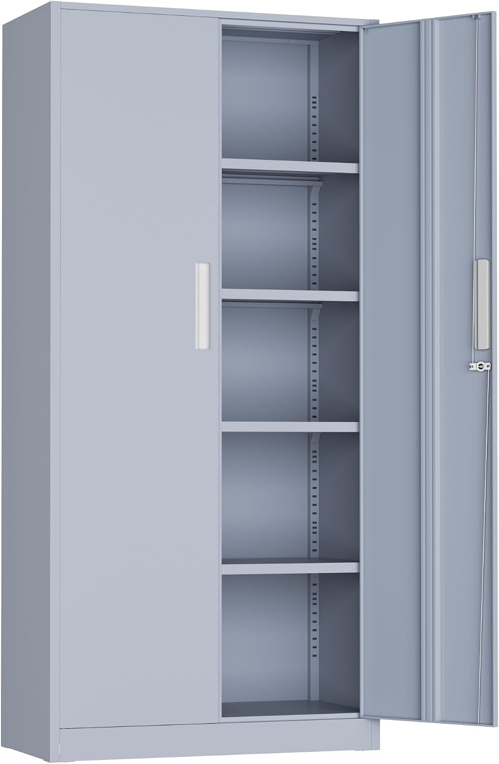 Incbruce 72' Metal Storage Cabinet, Locking Steel Storage Cabinet with 2 Doors and 4 Adjustable Shelves, Tall Lockable Tool for Garage, Home, Office (Cement Grey)