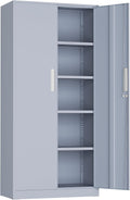 Incbruce 72' Metal Storage Cabinet, Locking Steel Storage Cabinet with 2 Doors and 4 Adjustable Shelves, Tall Lockable Tool for Garage, Home, Office (Cement Grey)