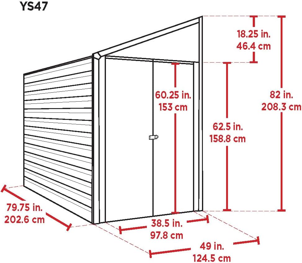 Arrow Shed YS47-A Compact Galvanized Steel Storage Shed with Pent Roof, 4' x 7'