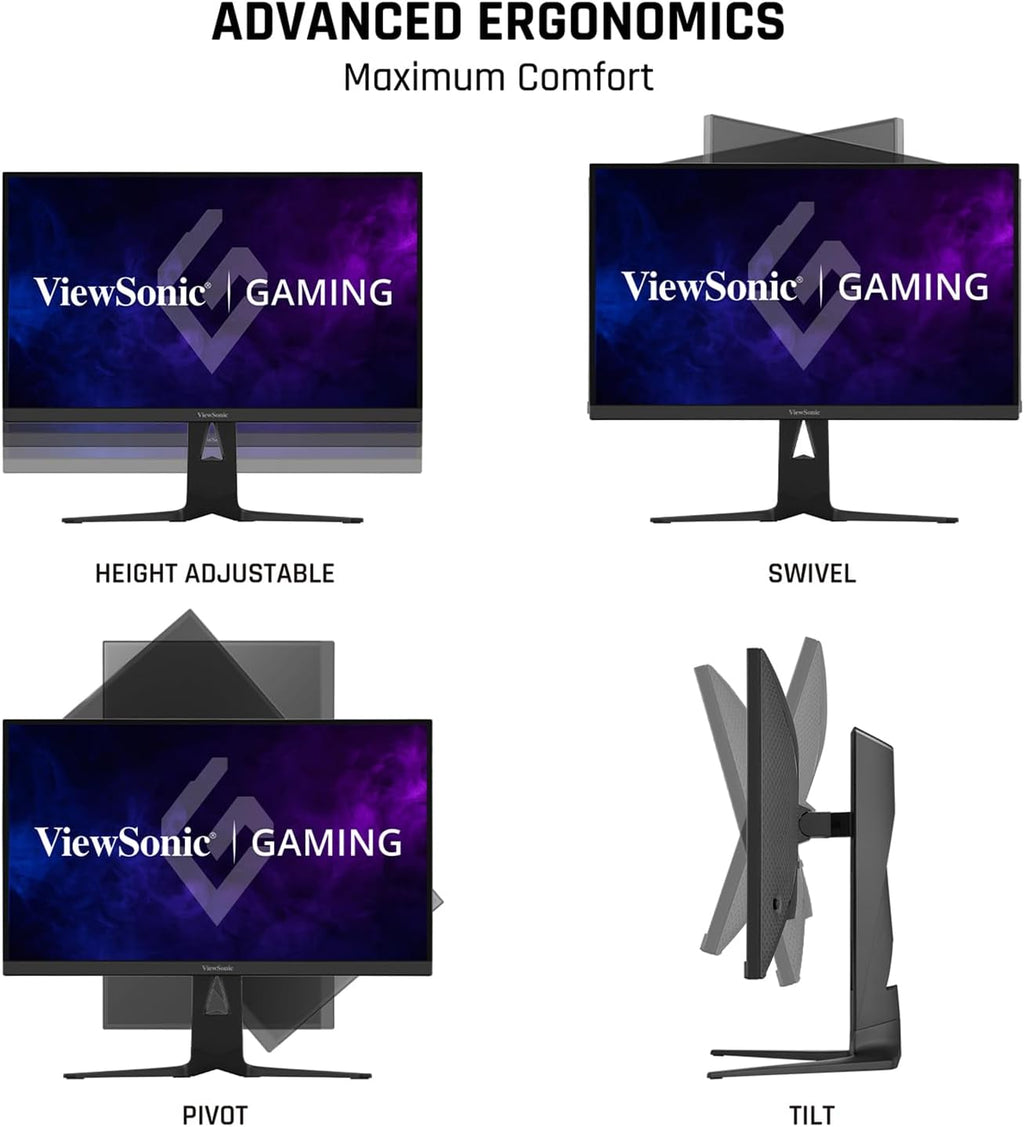 ViewSonic XG2536 25 Inch 1080p Gaming Monitor, IPS with 280Hz and 0.5ms for Elite Gaming Performance, FreeSync Premium and G-Sync Compatible, Advanced Ergonomics, 65W USB-C, HDMI, and DisplayPort