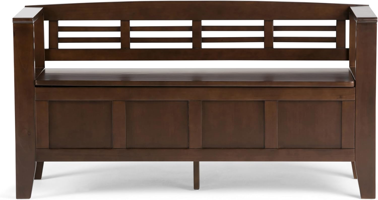 SIMPLIHOME Adams Entryway Storage Bench - 48 inch Wide Solid Wood Hallway Seat in Rustic Medium Brown, Contemporary Bench for Entryway or Living Room with Lift-Up Lid and Spacious Storage