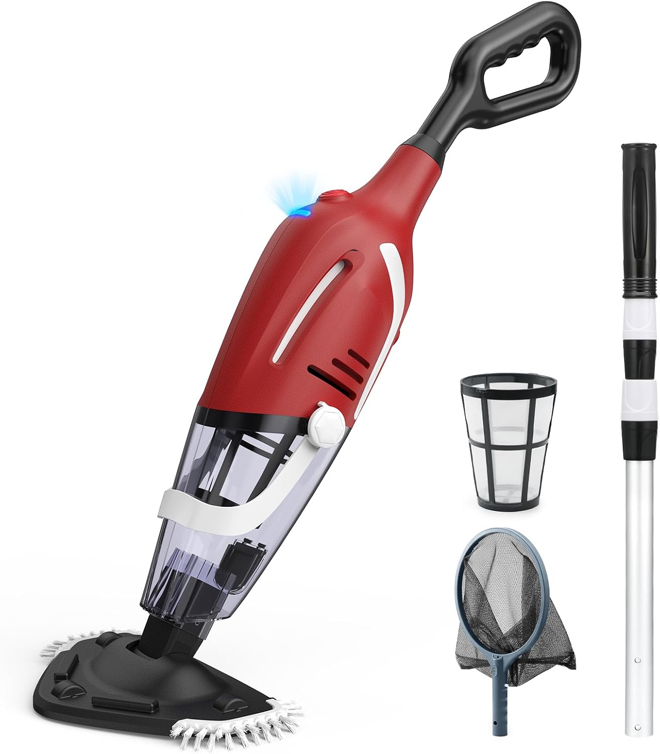 Enhulk Cordless Pool Vacuum with Pool Net, Upgraded 80 Mins Runtime, 18.5 GPM Powerful Suction, 76.8'' Telescopic Pole, 1 Filters, Handheld Pool Cleaner for Above Ground & Inground Pools, PC40