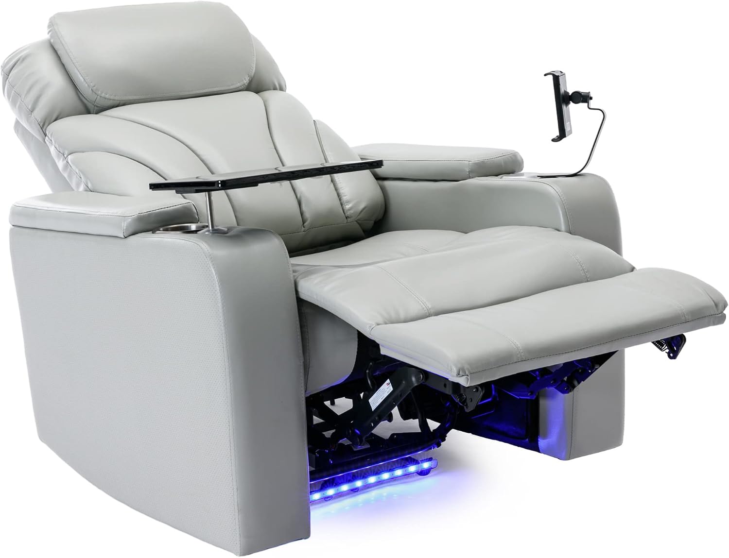 Merax Power Motion Recliner with USB Charging Port and Hidden Arm Storage, Home Theater Seating with Convenient Cup Holder Design,and Stereo(Light Grey)