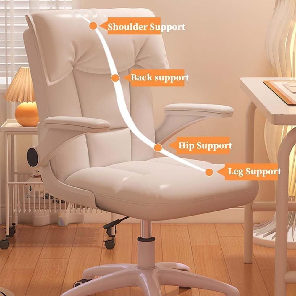 Etlegor Office Desk Chair, Ergonomic Computer Desk Chair with Lumbar Support Flip-up Arms Executive Swivel Study Chair Swivel Task Chair Adjustable Height Home Gaming Chair(Pink)