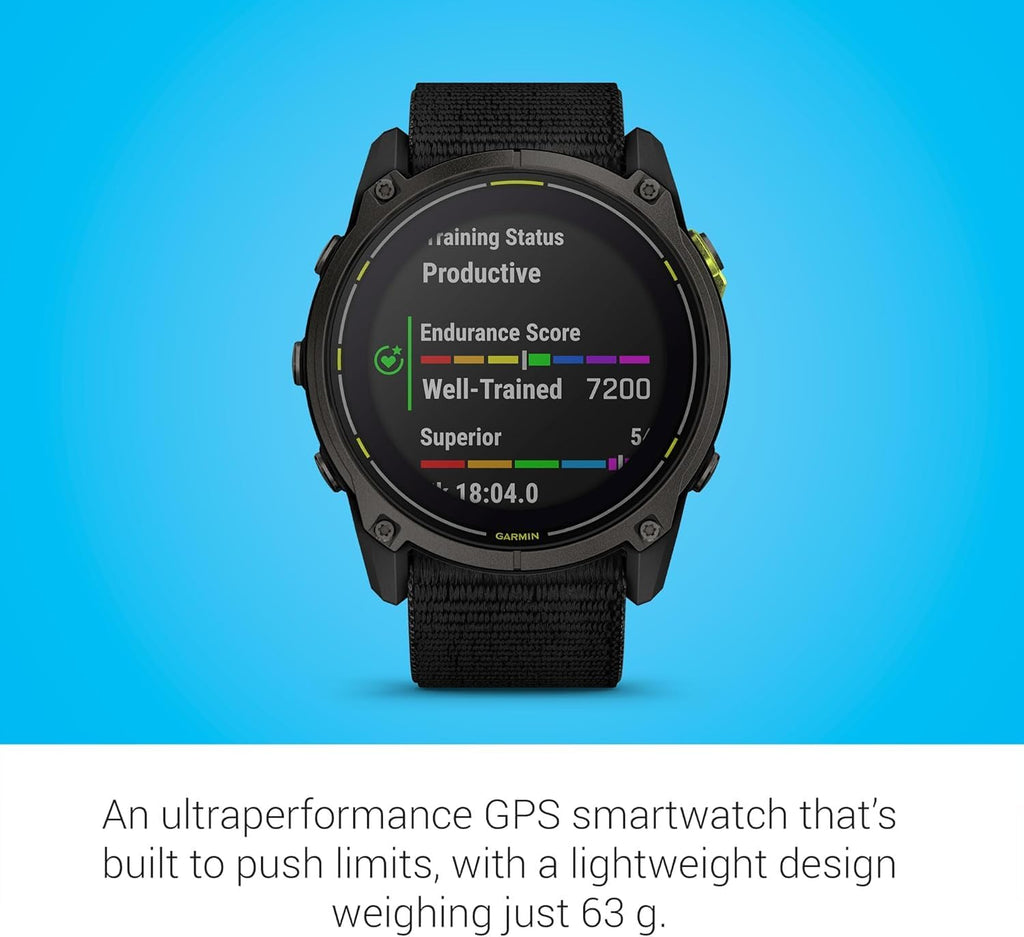 Garmin Enduro 3 Solar Ultraperformance GPS Smartwatch Bundle - 320 Hours Battery Life, Built-in LED Flashlight with UltraFit Nylon Band and PlayBetter Wireless Running Earbuds