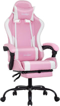 Gaming Chair Office Chair Desk Chair with Footrest Lumbar Support Headrest Armrest Task Rolling Swivel Ergonomic E-Sports Adjustable PC Gamer Chair(Pink)