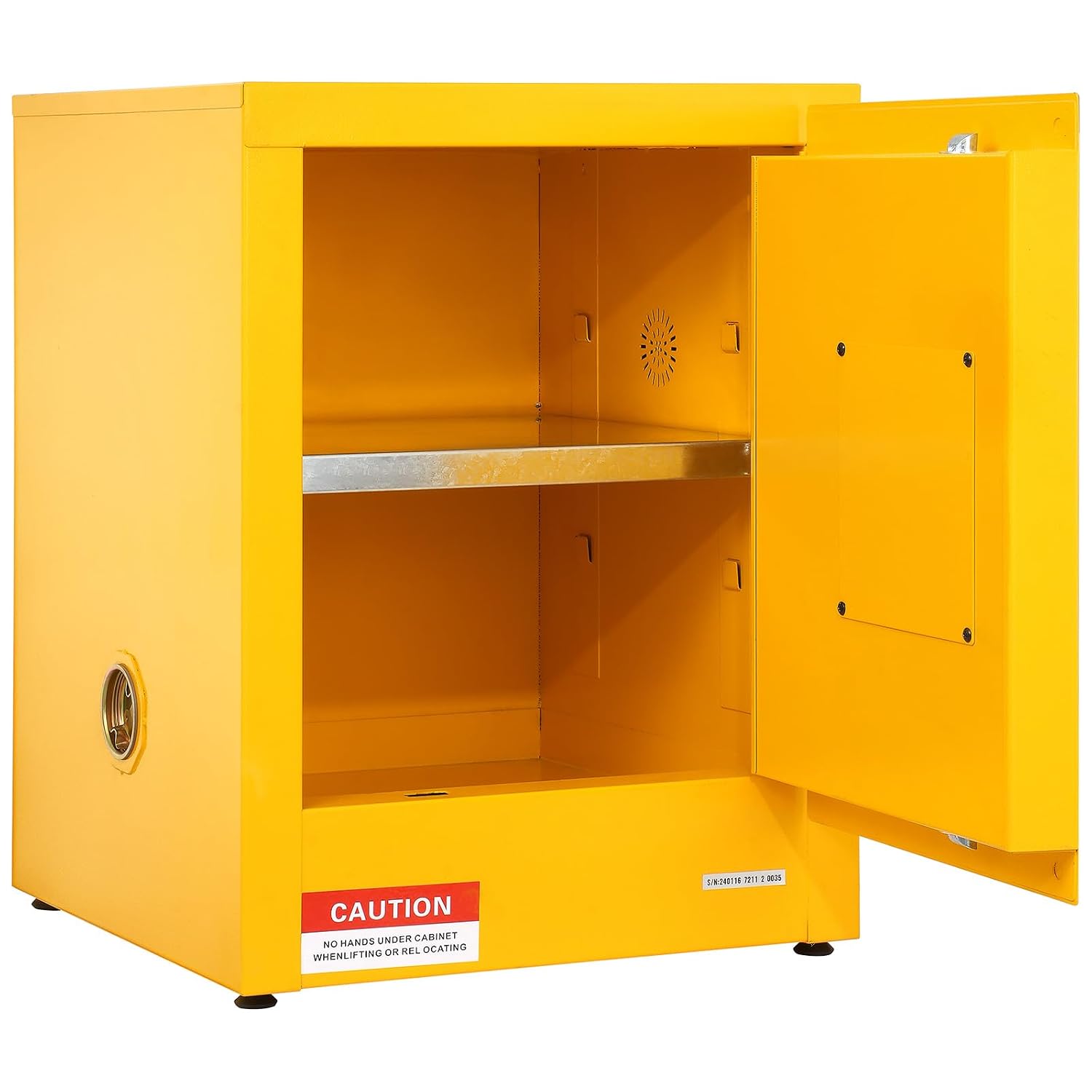 VEVOR Flammable Cabinet 17' x 17' x 22', 12 GalCold-Rolled Steel Flammable Liquid Storage Cabinet, Explosion Proof with 1 Adjustable Shelf 1 Door for Commercial Industrial Use, Yellow