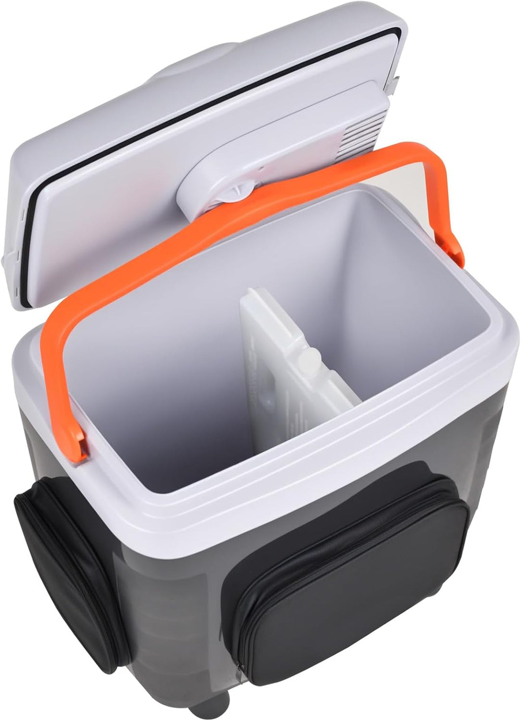 ADVWIN 32 Qt (30L) Electric Car Cooler & Warmer with Ice Pack Divider, Pockets, Removable Lid, Locking Handle, Wheels, Thermoelectric Cooler for Travel Camping Vehicles Truck Home, 12V DC & 120V AC