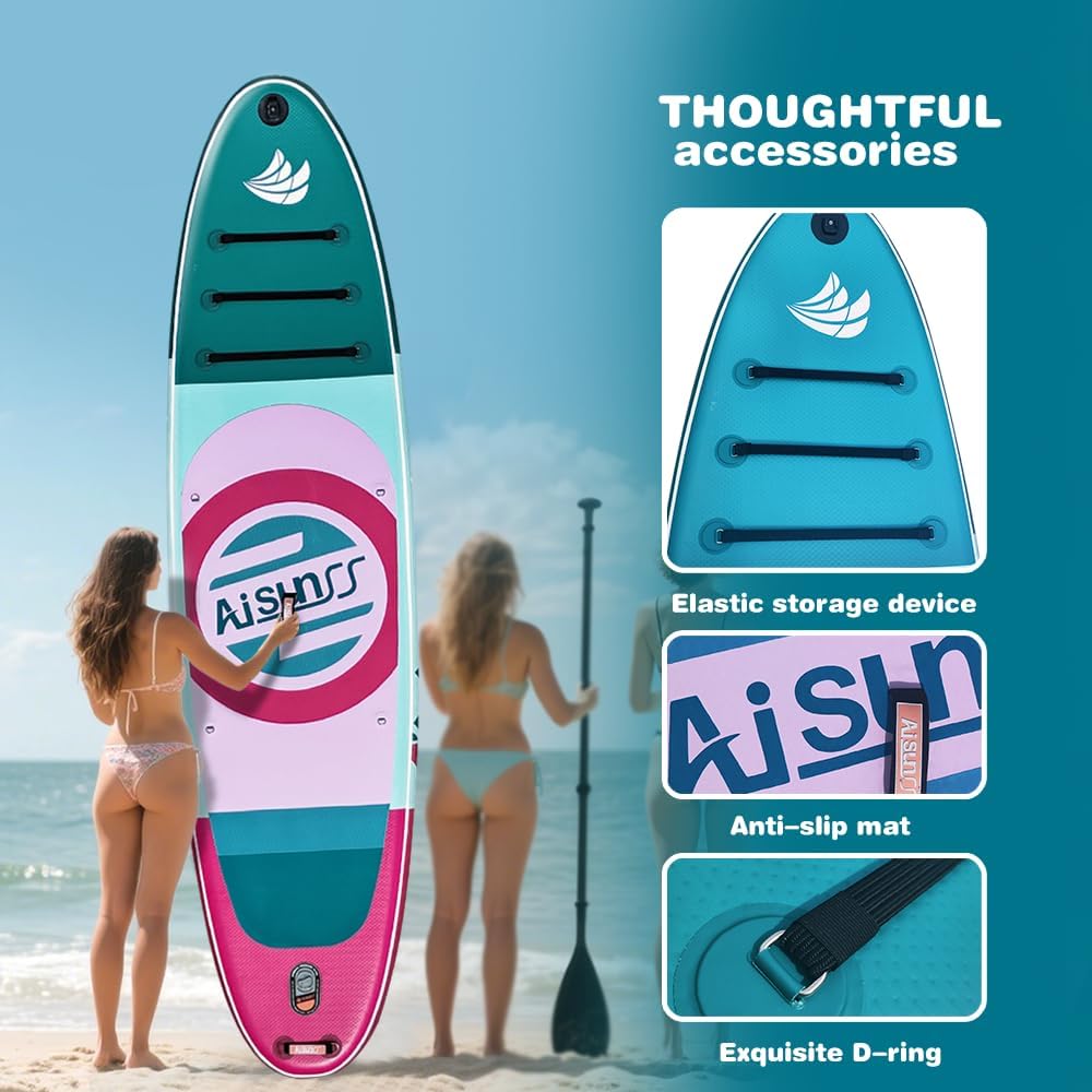 Inflatable Paddle Board for Adult, Paddle Board for All Skill Levels, Wide SUP Board with Primium Accessories Include SUP Carry Bag, Hand Pump& 10L Waterproof Bag