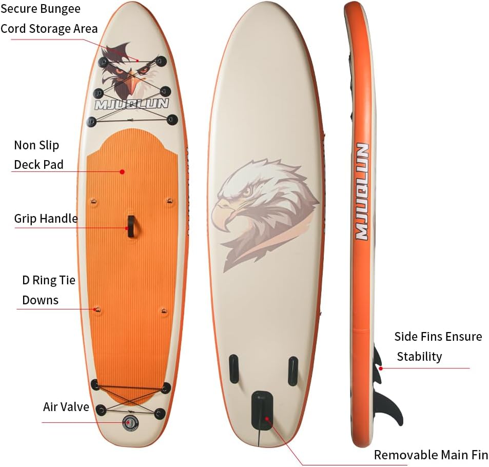Upgrade Stand Up Paddle Board 10'6' with 32' Wide Stable, Double Ended Paddle,Non Slip Deck,Dual Action Pump,Fast Inflatable SUP Great for Adults and Kids