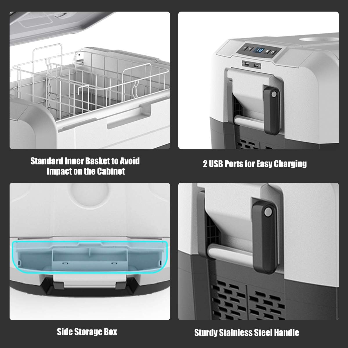 COSTWAY Portable Car Refrigerator, -14.8°F to 50°F, 37-Quart Compressor Travel Fridge with Two-way Open Door, Operating Panel, Groove Design, Compact RV Freezer and Cooler for Outdoor Use