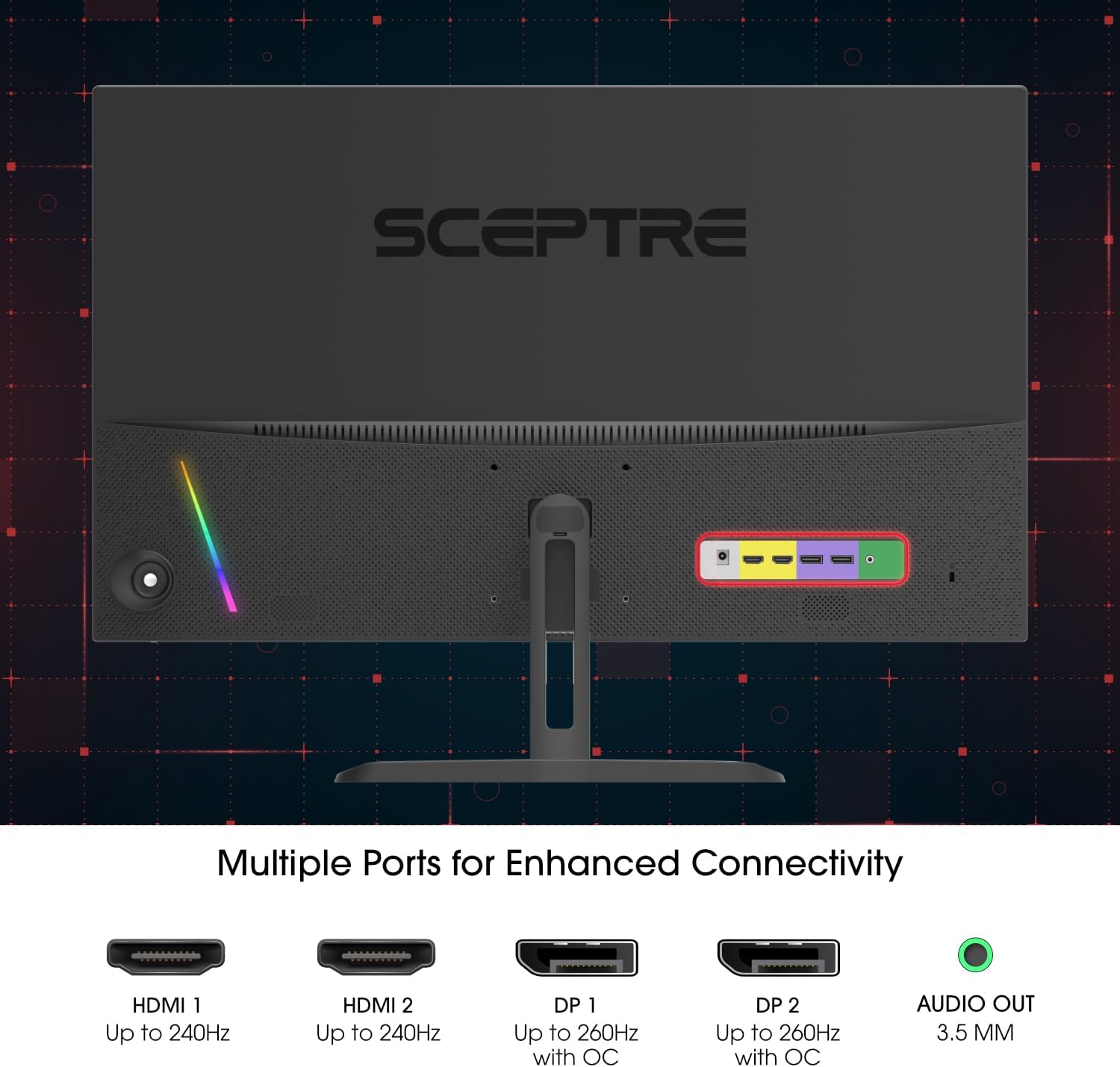 Sceptre Prime Curved 32 inch Gaming Monitor 1080p DisplayPort up to 260Hz 1500R FreeSync Premium 1ms Build-in Speakers, Machine Black 2026 (C325B-FW260D Series)
